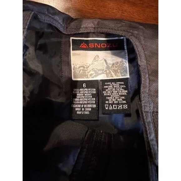 Snozu Kids Snow Bib Overalls Black Gray Insulated Polyester Winter Pants Size 6 - Picture 3 of 7